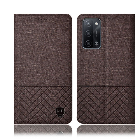 Coque Clapet Portefeuille Livre Tissu H12P pour Oppo A55 5G Marron