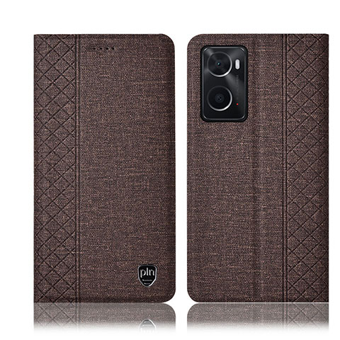 Coque Clapet Portefeuille Livre Tissu H12P pour Oppo A76 Marron