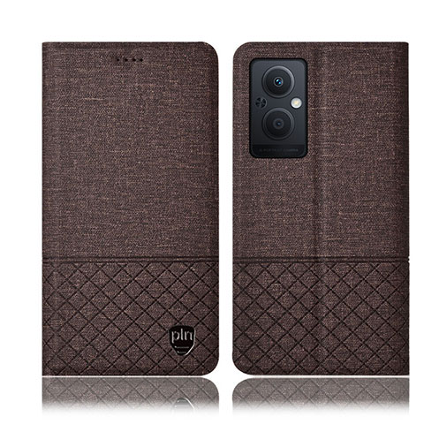 Coque Clapet Portefeuille Livre Tissu H12P pour Oppo A96 5G Marron