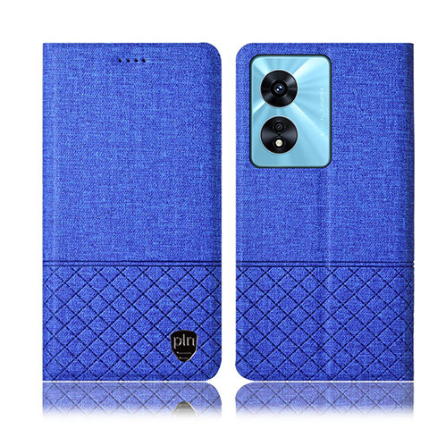 Coque Clapet Portefeuille Livre Tissu H12P pour Oppo A97 5G Bleu