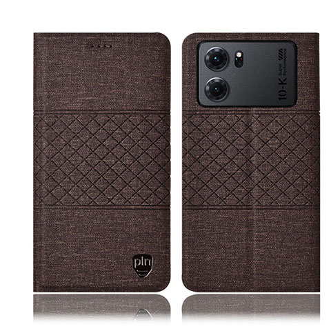 Coque Clapet Portefeuille Livre Tissu H12P pour Oppo K10 5G Marron