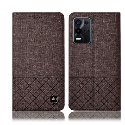 Coque Clapet Portefeuille Livre Tissu H12P pour Oppo K9X 5G Marron