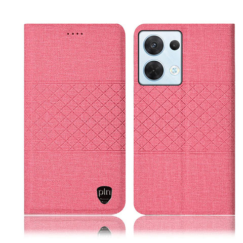 Coque Clapet Portefeuille Livre Tissu H12P pour Oppo Reno8 5G Rose