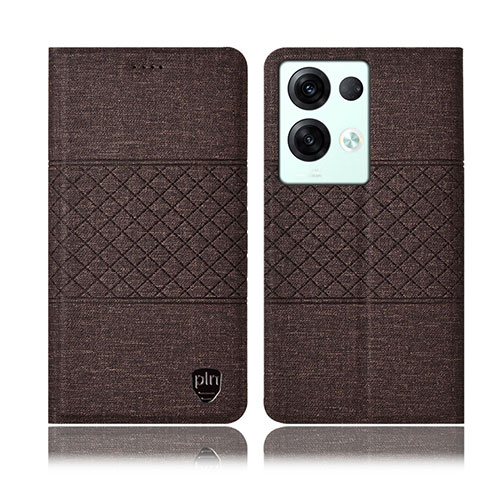 Coque Clapet Portefeuille Livre Tissu H12P pour Oppo Reno8 Pro 5G Marron