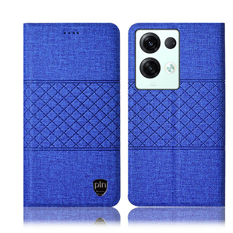 Coque Clapet Portefeuille Livre Tissu H12P pour Oppo Reno9 Pro+ Plus 5G Bleu