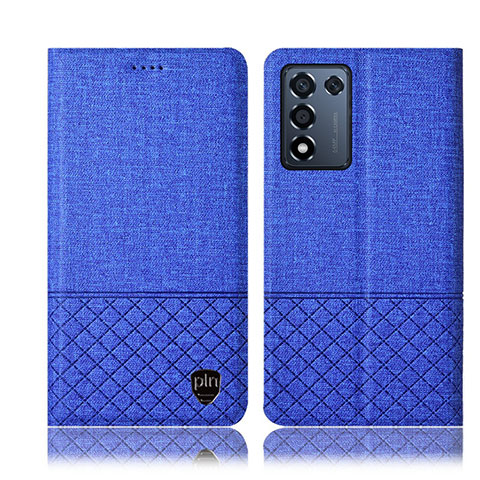 Coque Clapet Portefeuille Livre Tissu H12P pour Realme Q3s 5G Bleu