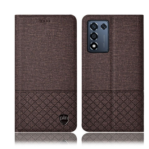 Coque Clapet Portefeuille Livre Tissu H12P pour Realme Q3s 5G Marron