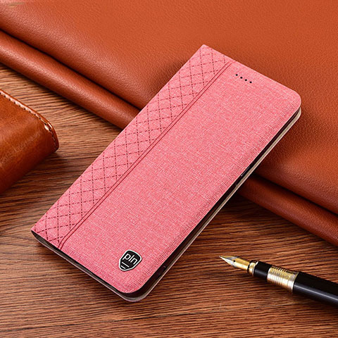 Coque Clapet Portefeuille Livre Tissu H12P pour Samsung Galaxy A12 5G Rose