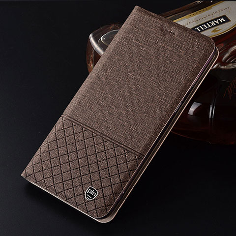 Coque Clapet Portefeuille Livre Tissu H12P pour Samsung Galaxy S20 Plus 5G Marron