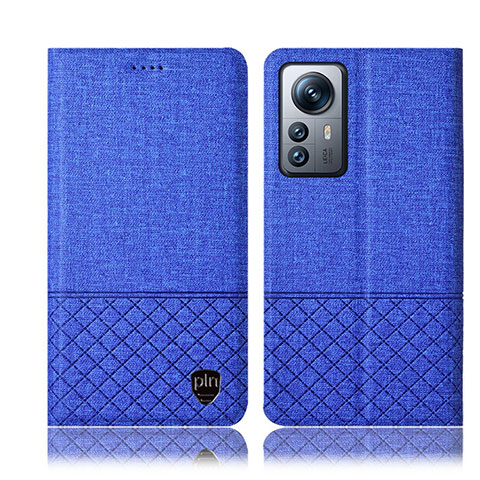 Coque Clapet Portefeuille Livre Tissu H12P pour Xiaomi Mi 12 5G Bleu