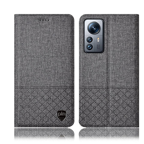 Coque Clapet Portefeuille Livre Tissu H12P pour Xiaomi Mi 12 5G Gris