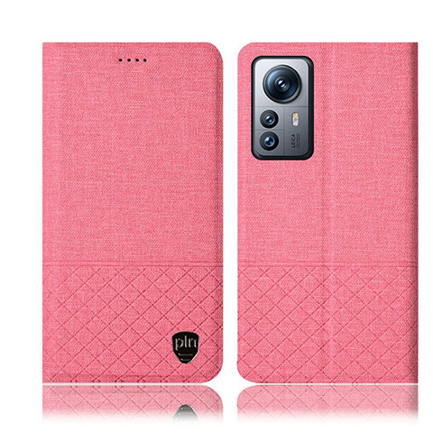 Coque Clapet Portefeuille Livre Tissu H12P pour Xiaomi Mi 12 5G Rose