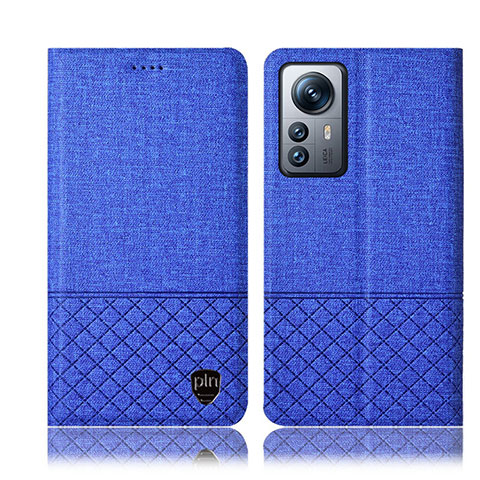 Coque Clapet Portefeuille Livre Tissu H12P pour Xiaomi Mi 12 Lite 5G Bleu
