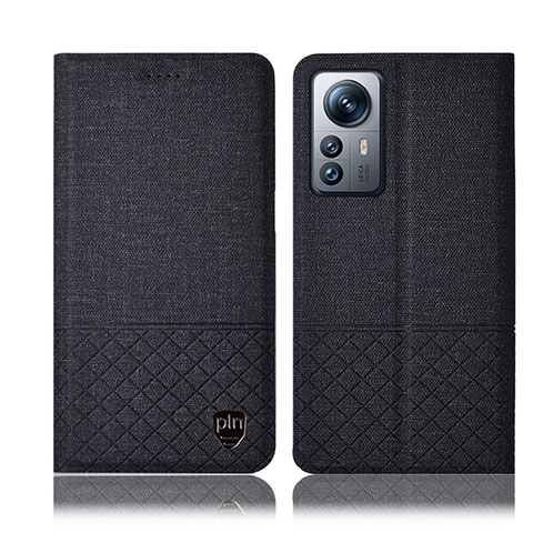 Coque Clapet Portefeuille Livre Tissu H12P pour Xiaomi Mi 12 Lite 5G Noir