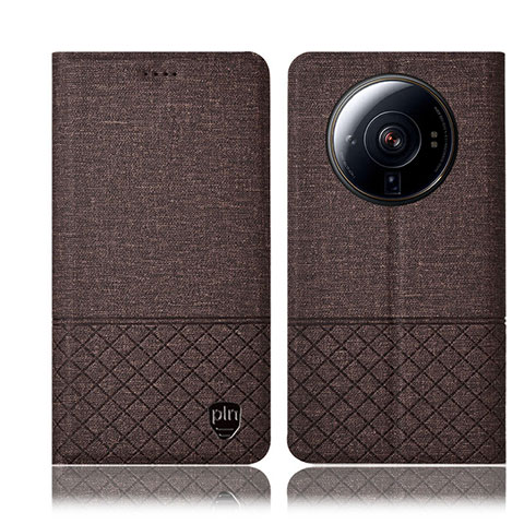 Coque Clapet Portefeuille Livre Tissu H12P pour Xiaomi Mi 12 Ultra 5G Marron