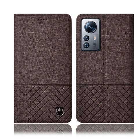 Coque Clapet Portefeuille Livre Tissu H12P pour Xiaomi Mi 12X 5G Marron