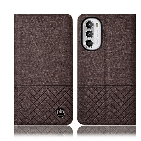 Coque Clapet Portefeuille Livre Tissu H13P pour Motorola Moto Edge (2022) 5G Marron