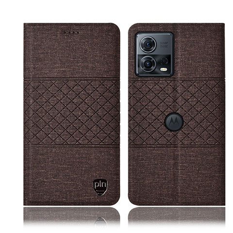 Coque Clapet Portefeuille Livre Tissu H13P pour Motorola Moto Edge 30 Fusion 5G Marron