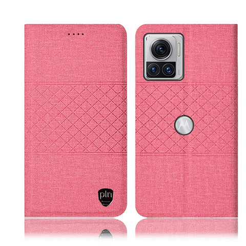 Coque Clapet Portefeuille Livre Tissu H13P pour Motorola Moto Edge X30 Pro 5G Rose