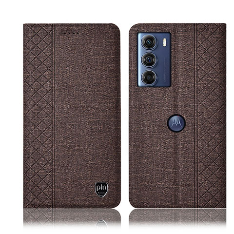 Coque Clapet Portefeuille Livre Tissu H13P pour Motorola Moto G200 5G Marron