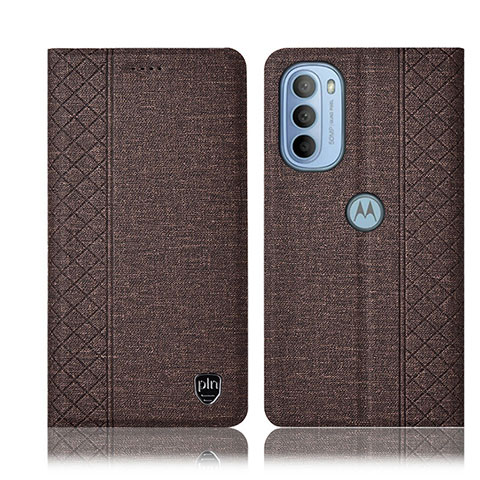 Coque Clapet Portefeuille Livre Tissu H13P pour Motorola Moto G31 Marron