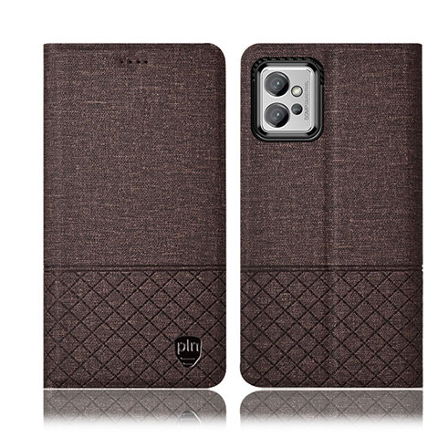 Coque Clapet Portefeuille Livre Tissu H13P pour Motorola Moto G32 Marron