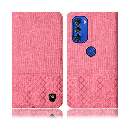 Coque Clapet Portefeuille Livre Tissu H13P pour Motorola Moto G51 5G Rose