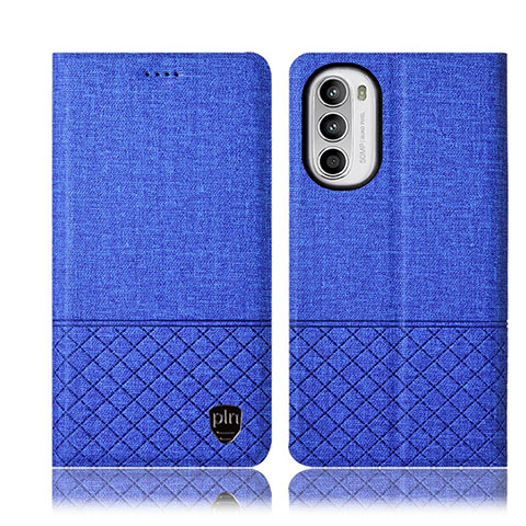 Coque Clapet Portefeuille Livre Tissu H13P pour Motorola Moto G82 5G Bleu