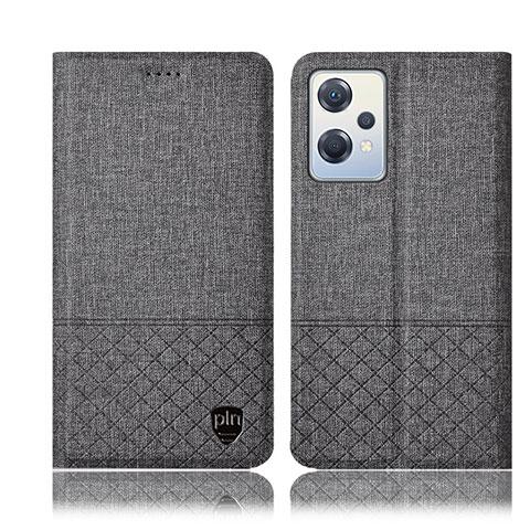 Coque Clapet Portefeuille Livre Tissu H13P pour OnePlus Nord CE 2 Lite 5G Gris