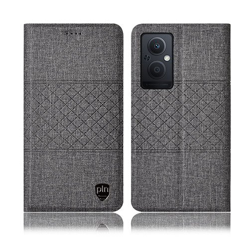 Coque Clapet Portefeuille Livre Tissu H13P pour OnePlus Nord N20 5G Gris