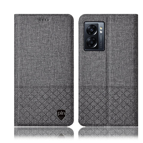 Coque Clapet Portefeuille Livre Tissu H13P pour OnePlus Nord N300 5G Gris