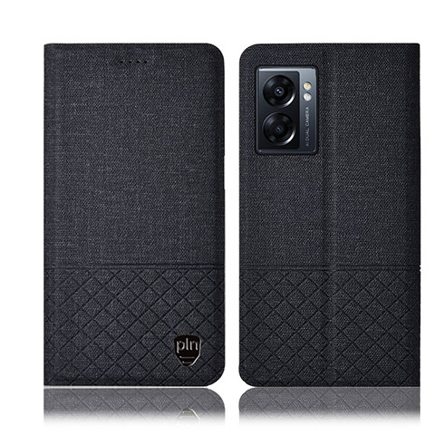 Coque Clapet Portefeuille Livre Tissu H13P pour OnePlus Nord N300 5G Noir