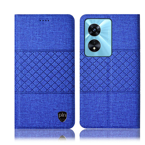 Coque Clapet Portefeuille Livre Tissu H13P pour Oppo A1 Pro 5G Bleu