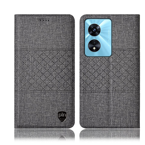 Coque Clapet Portefeuille Livre Tissu H13P pour Oppo A1 Pro 5G Gris