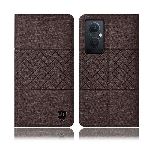 Coque Clapet Portefeuille Livre Tissu H13P pour Oppo A96 5G Marron