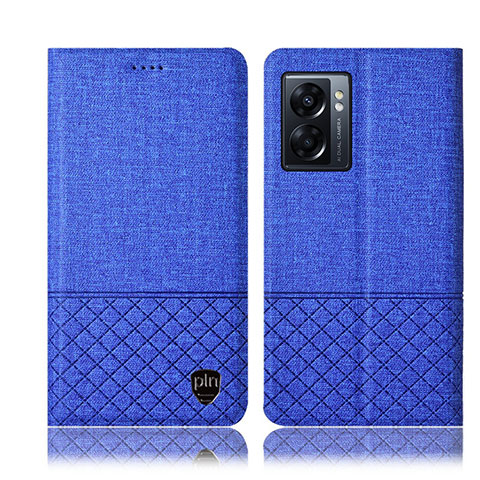 Coque Clapet Portefeuille Livre Tissu H13P pour Oppo K10 5G India Bleu