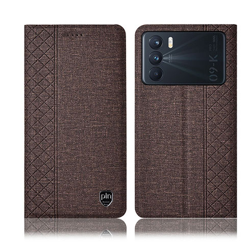 Coque Clapet Portefeuille Livre Tissu H13P pour Oppo K9 Pro 5G Marron