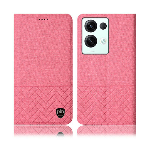 Coque Clapet Portefeuille Livre Tissu H13P pour Oppo Reno8 Pro 5G Rose