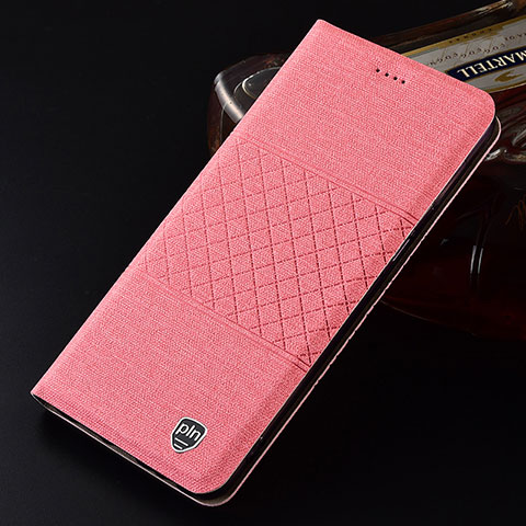 Coque Clapet Portefeuille Livre Tissu H13P pour Samsung Galaxy S21 Ultra 5G Rose