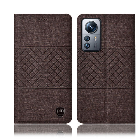 Coque Clapet Portefeuille Livre Tissu H13P pour Xiaomi Mi 12 5G Marron