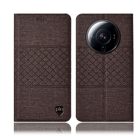 Coque Clapet Portefeuille Livre Tissu H13P pour Xiaomi Mi 12 Ultra 5G Marron