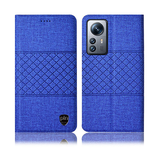 Coque Clapet Portefeuille Livre Tissu H13P pour Xiaomi Mi 12S 5G Bleu