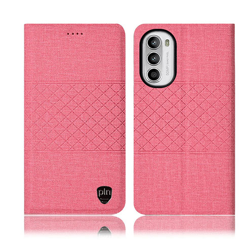 Coque Clapet Portefeuille Livre Tissu H14P pour Motorola Moto Edge (2022) 5G Rose