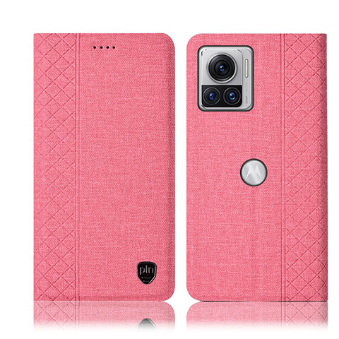 Coque Clapet Portefeuille Livre Tissu H14P pour Motorola Moto Edge 30 Ultra 5G Rose