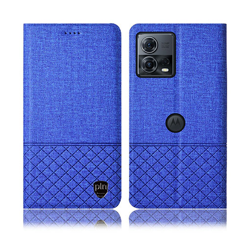 Coque Clapet Portefeuille Livre Tissu H14P pour Motorola Moto Edge S30 Pro 5G Bleu