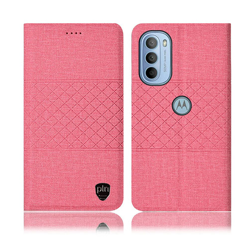 Coque Clapet Portefeuille Livre Tissu H14P pour Motorola Moto G31 Rose