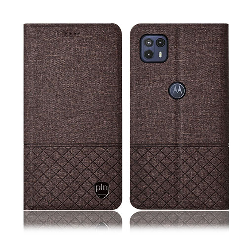 Coque Clapet Portefeuille Livre Tissu H14P pour Motorola Moto G50 5G Marron