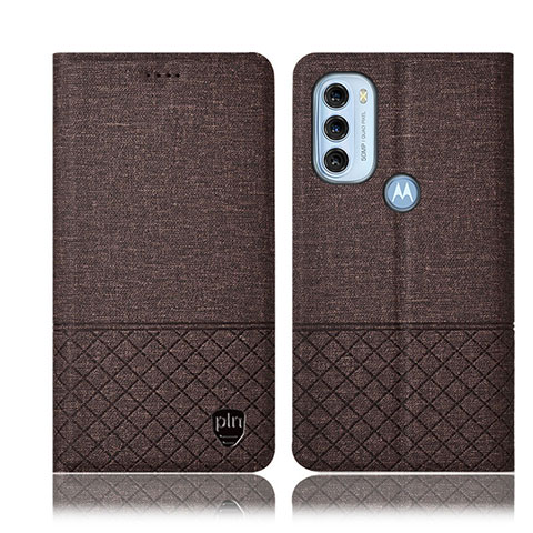 Coque Clapet Portefeuille Livre Tissu H14P pour Motorola Moto G71 5G Marron