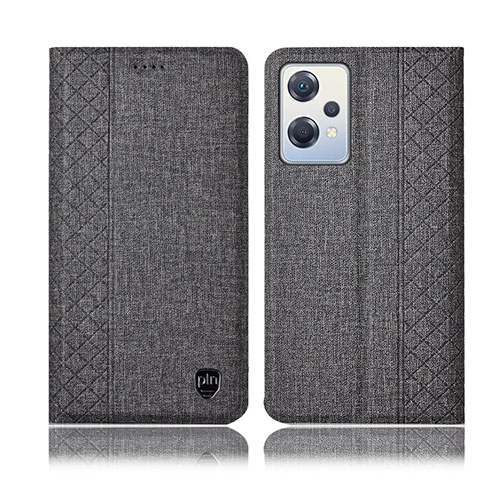 Coque Clapet Portefeuille Livre Tissu H14P pour OnePlus Nord CE 2 Lite 5G Gris