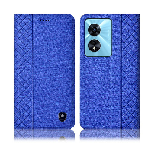 Coque Clapet Portefeuille Livre Tissu H14P pour Oppo A1x 5G Bleu